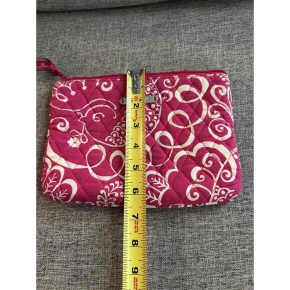 Vera Bradley Makeup Bag In Pink Twirly Birds Plastic Lined Zip Closure 9x6.5 - Picture 4 of 5